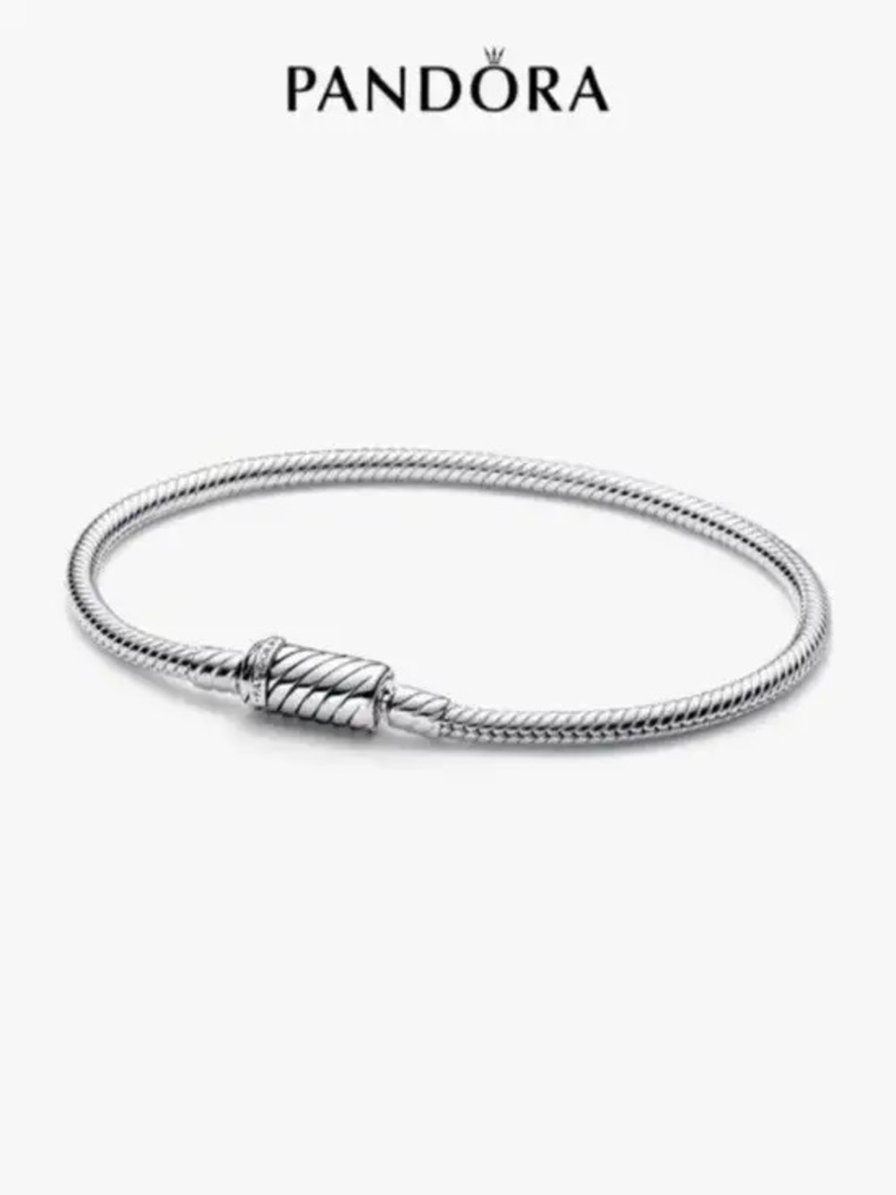 Pandora Moments Torsion Clasp Sterling Silver Snake Bracelet